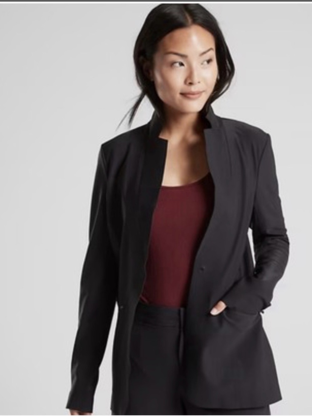 Athleta-Interstellar Blazer-Jacket-Black-Stretch-Travel-Commute-Zip Pocket-8